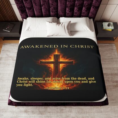 Cozy Sherpa Blanket - Awakened in Christ - Warmth for Home, Gifts for Christians, Spiritual Decor, Comfort for Faith - Image 20