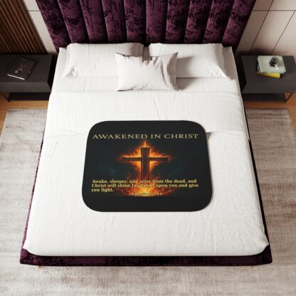 Cozy Sherpa Blanket - Awakened in Christ - Warmth for Home, Gifts for Christians, Spiritual Decor, Comfort for Faith - Image 8