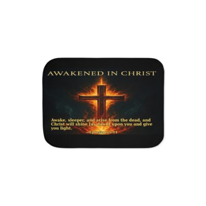 Cozy Sherpa Blanket - Awakened in Christ - Warmth for Home, Gifts for Christians, Spiritual Decor, Comfort for Faith