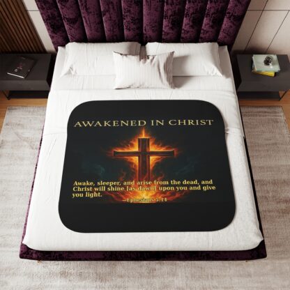 Cozy Sherpa Blanket - Awakened in Christ - Warmth for Home, Gifts for Christians, Spiritual Decor, Comfort for Faith - Image 16