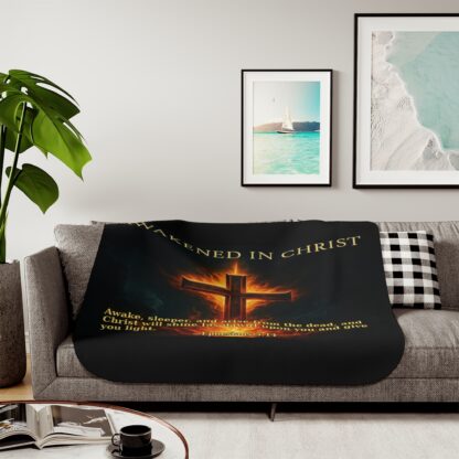 Cozy Sherpa Blanket - Awakened in Christ - Warmth for Home, Gifts for Christians, Spiritual Decor, Comfort for Faith - Image 11