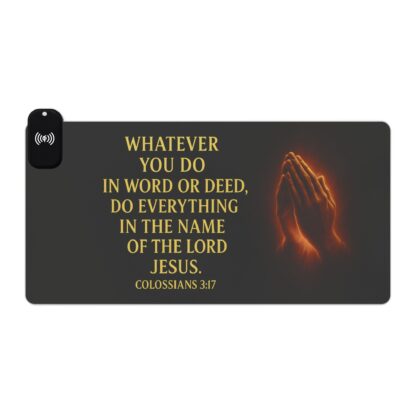 Illuminated Gaming Mouse Pad with Wireless Charging - Motivational Quote Decor for Gamers, Desk Accessories, LED PC Pad, Bible Verse Gift - Image 21