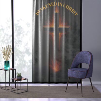 Spiritual Flame Window Curtain - Cross Design, Home Decor, Christian Gift, Elegant Drapes, Unique Curtains - Image 3