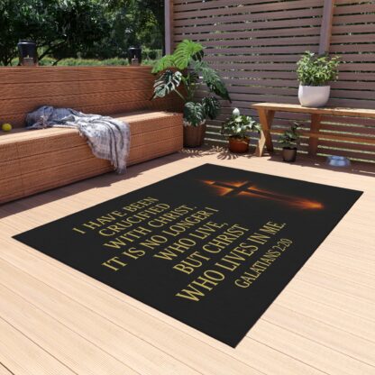 Christian Outdoor Rug with Inspiring Verse, Patio Mat, Entryway Decor, Galatians 2:20 Home Gift, Faith-Themed Outdoor Decoration - Image 15