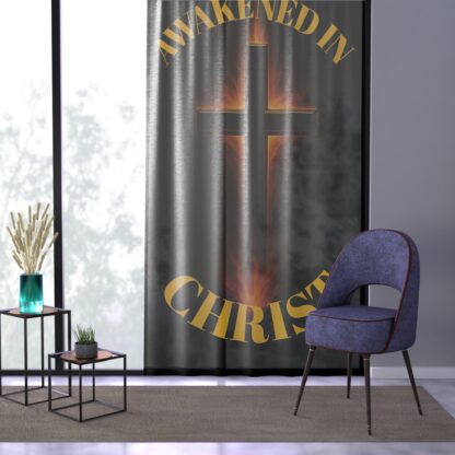 Copy of Spiritual Flame Window Curtain - Cross Design, Home Decor, Christian Gift, Elegant Drapes, Unique Curtains - Image 3