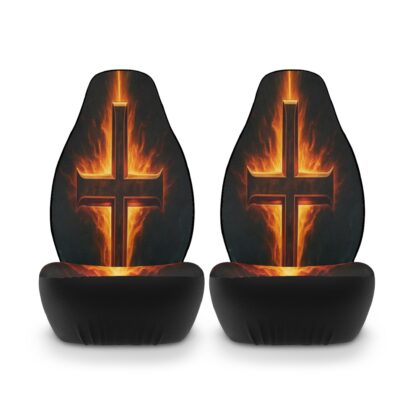 "Clothed in Fire – Cross-In-Flames Christian Car Seat Covers (Set of 2)" - Image 4