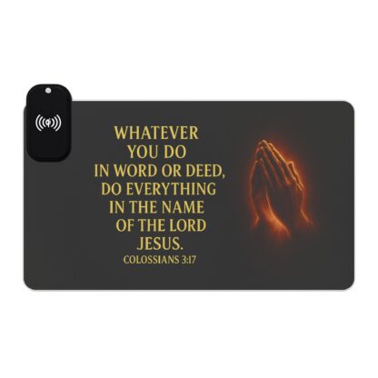 Illuminated Gaming Mouse Pad with Wireless Charging - Motivational Quote Decor for Gamers, Desk Accessories, LED PC Pad, Bible Verse Gift - Image 9