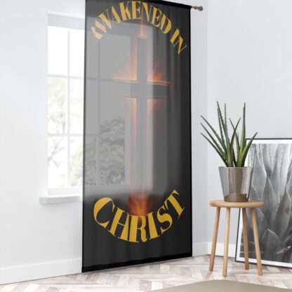 Copy of Spiritual Flame Window Curtain - Cross Design, Home Decor, Christian Gift, Elegant Drapes, Unique Curtains - Image 2