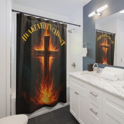 Fiery Cross Awakened In Christ Shower Curtains - Image 3