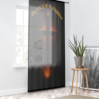 Spiritual Flame Window Curtain - Cross Design, Home Decor, Christian Gift, Elegant Drapes, Unique Curtains - Image 2