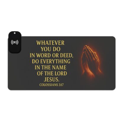 Illuminated Gaming Mouse Pad with Wireless Charging - Motivational Quote Decor for Gamers, Desk Accessories, LED PC Pad, Bible Verse Gift - Image 13
