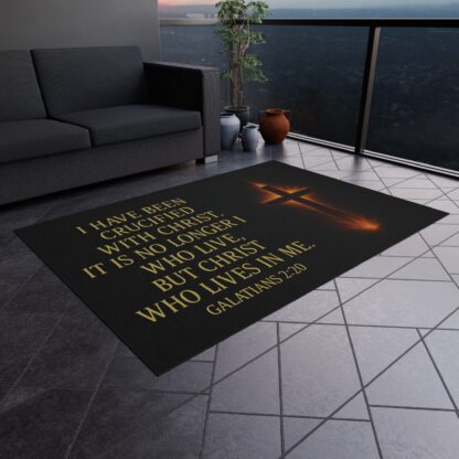Christian Outdoor Rug with Inspiring Verse, Patio Mat, Entryway Decor, Galatians 2:20 Home Gift, Faith-Themed Outdoor Decoration - Image 16