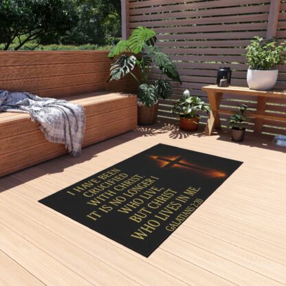 Christian Outdoor Rug with Inspiring Verse, Patio Mat, Entryway Decor, Galatians 2:20 Home Gift, Faith-Themed Outdoor Decoration - Image 7
