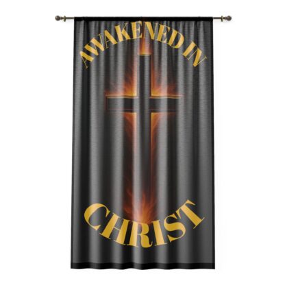 Copy of Spiritual Flame Window Curtain - Cross Design, Home Decor, Christian Gift, Elegant Drapes, Unique Curtains